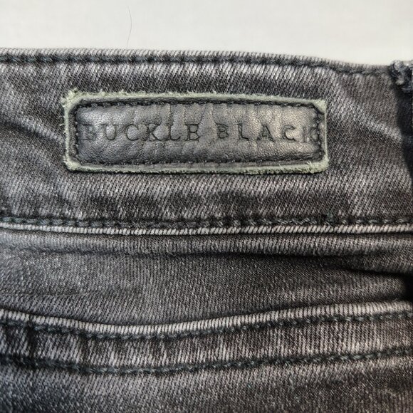 Buckle Black Jeans Womens Size 28x32 Fit No 53 Dark Wash Skinny Faded Distressed - Picture 11 of 16
